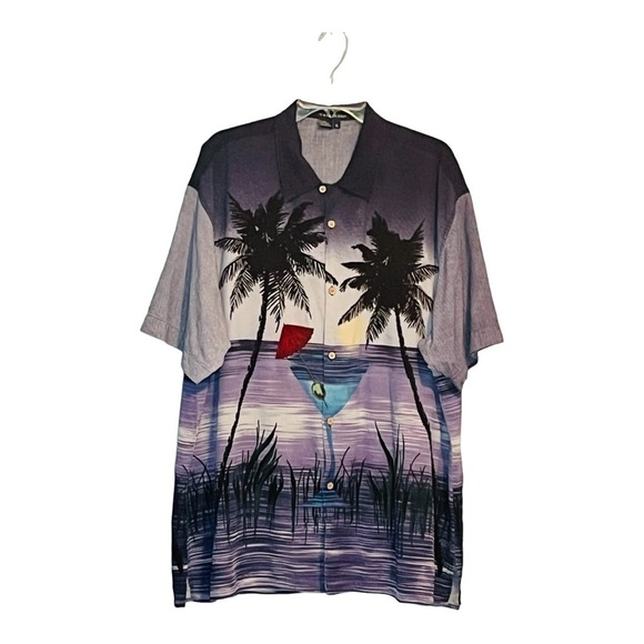 Tulliano Other - TULLIANO VINTAGE HAWAIIAN MARTINI SHIRT EMBROIDERED 100% SILK SIZE XL